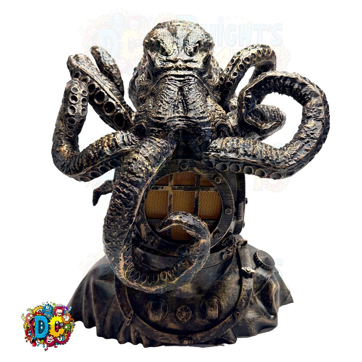 Decorative statue of a creature with tentacles on a white background