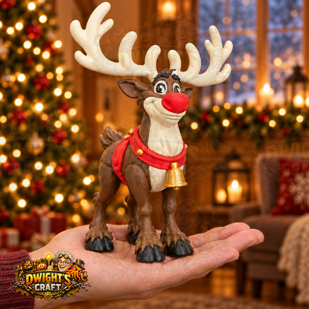 rudolph figurine being held