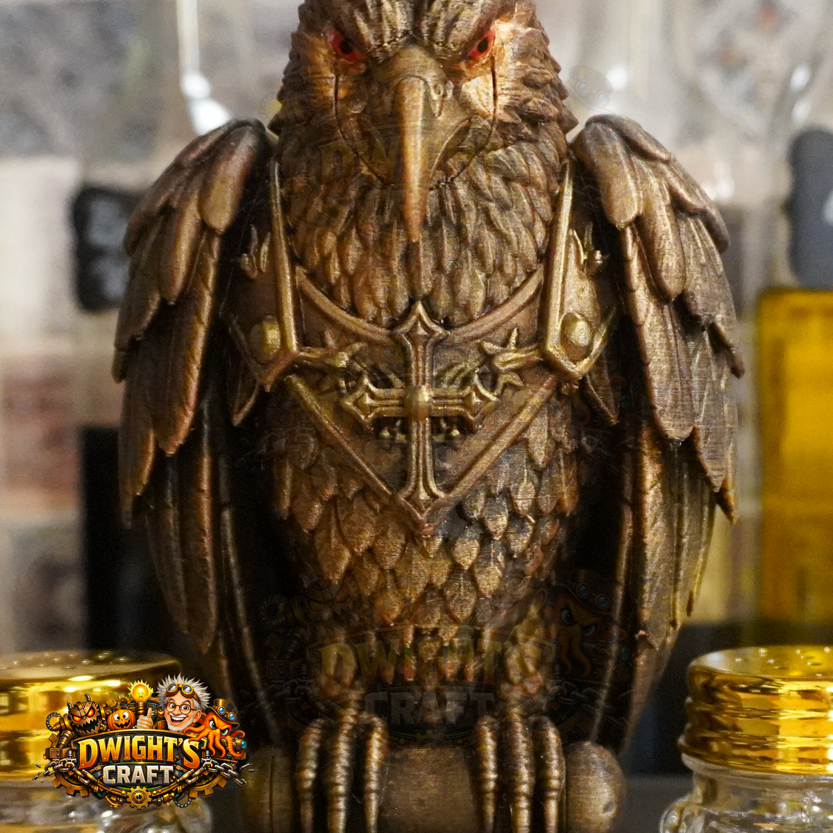 Gothic Raven Mausoleum Salt & Pepper Shaker Set – Hand-Painted Faux Bronze