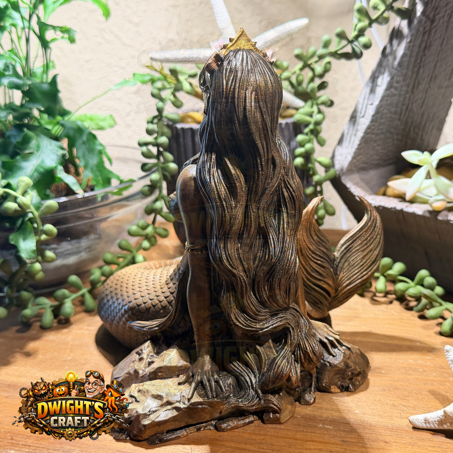 Siren of the Deep | Dark Nautical Mermaid Statue | Faux Bronze Artisan Figurine