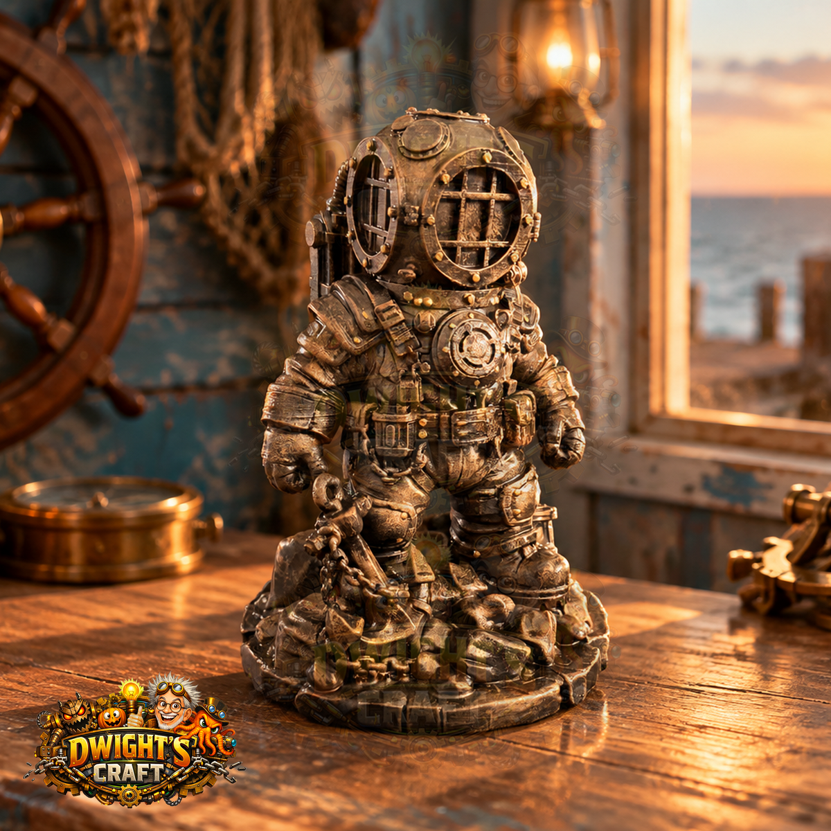 faux bronze steampunk diver figurine