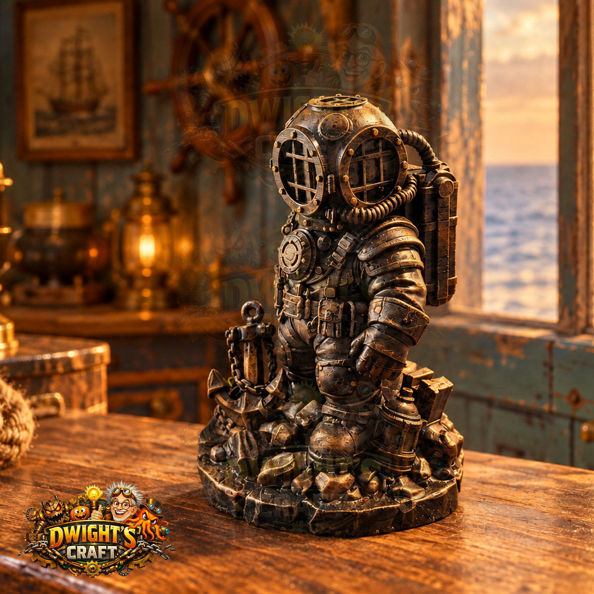 faux bronze steampunk diver figurine