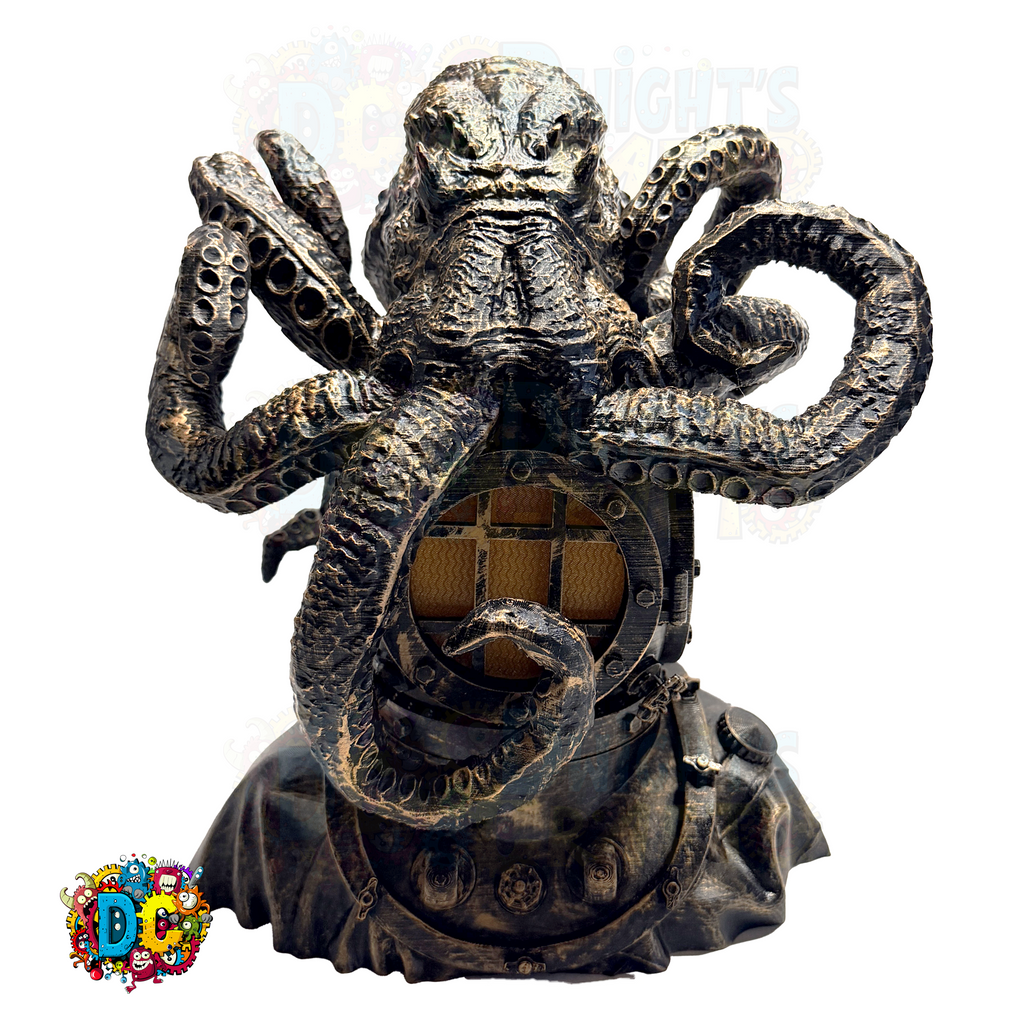 Decorative statue of a creature with tentacles on a white background