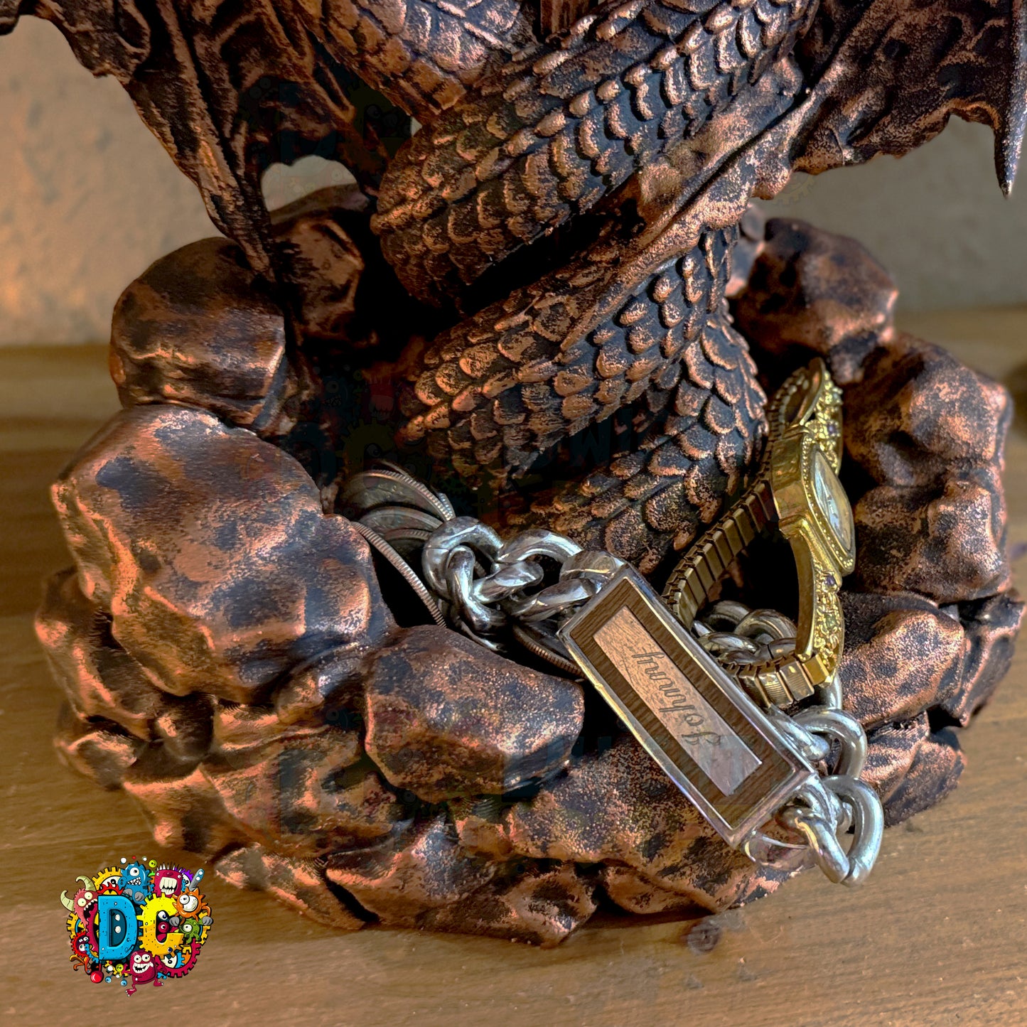 Faux Bronze Dragon letter opener, jewelry, trinket organizer