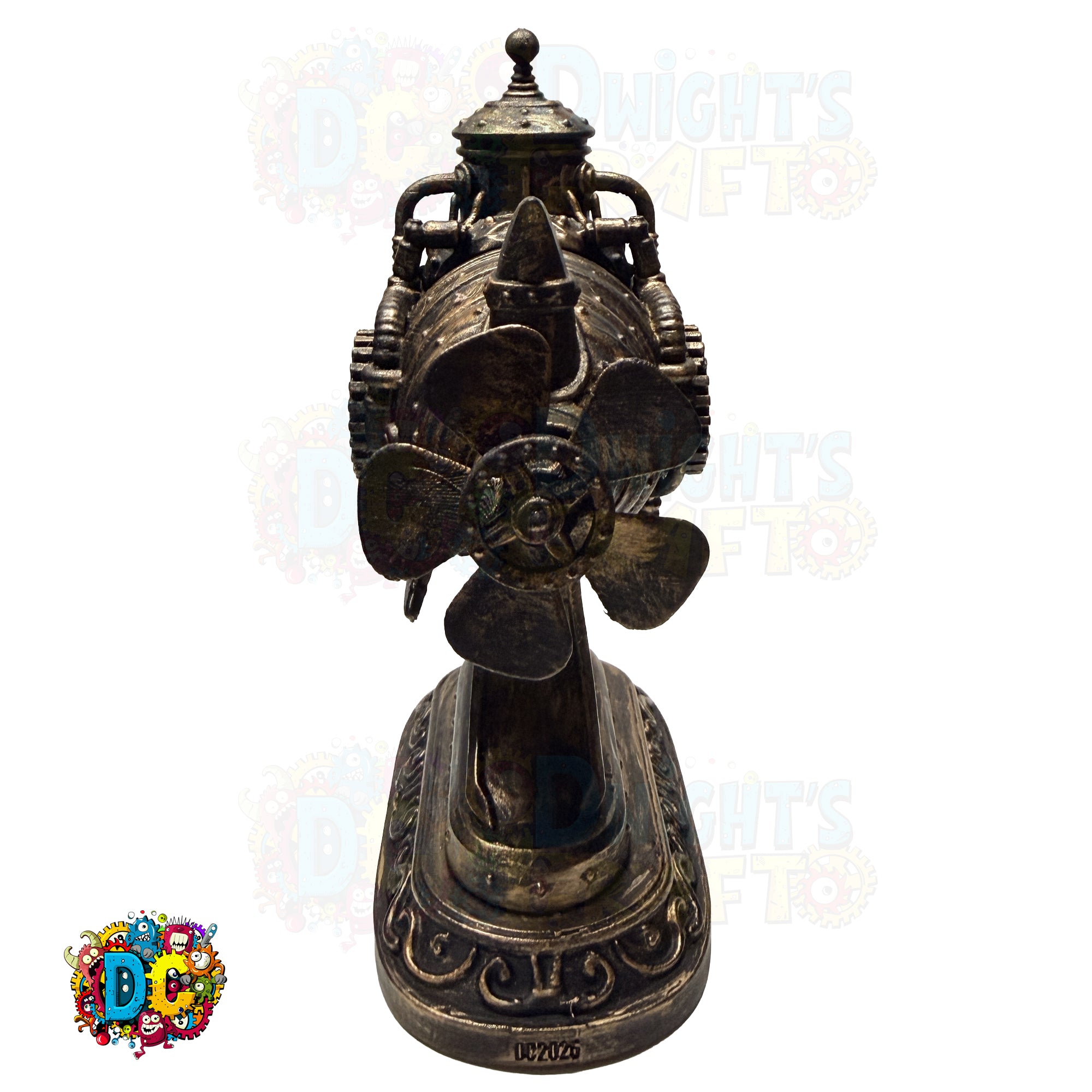 Bronze decorative item with intricate design on a white background