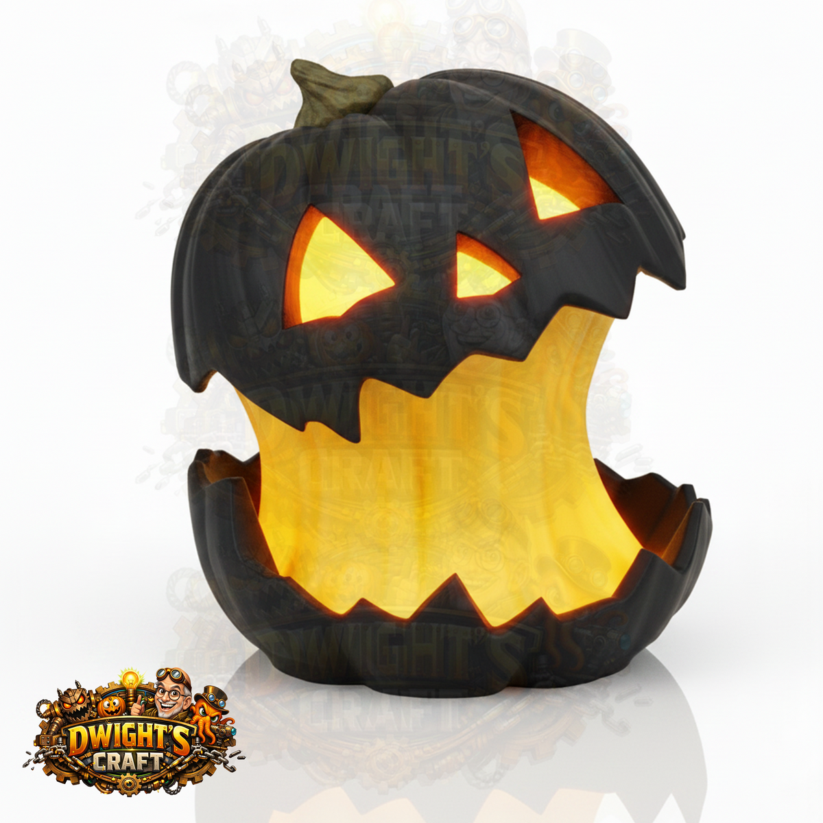 Large Split Glow Pumpkin Lamp - Artisan 3D Printed Halloween Decor