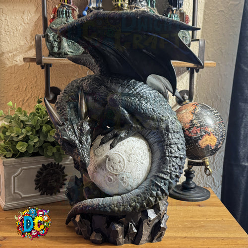 Dragon Moon Lamp – Fantasy Dragon Sculpture • Lunar Crystal Base