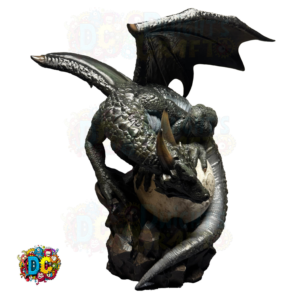 Dragon Moon Lamp – Fantasy Dragon Sculpture • Lunar Crystal Base