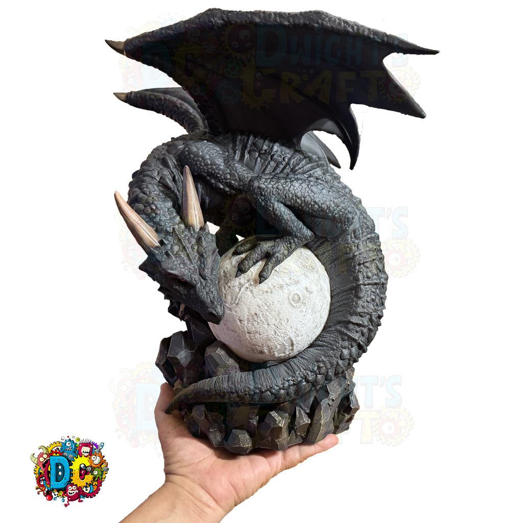 Dragon Moon Lamp – Fantasy Dragon Sculpture • Lunar Crystal Base