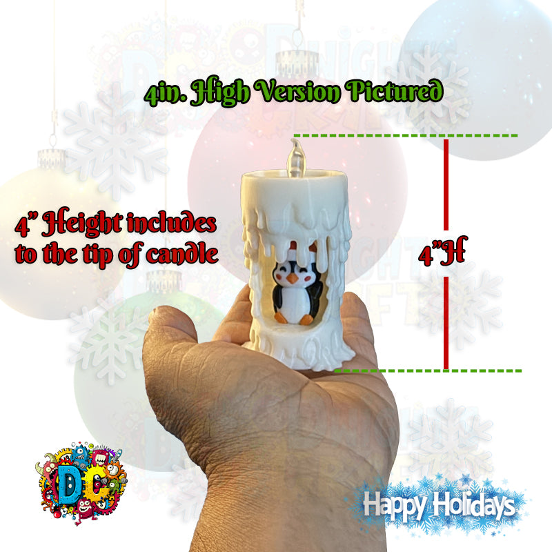 Penguin Christmas Candle Home – Warm LED Winter Scene for Holiday Decor