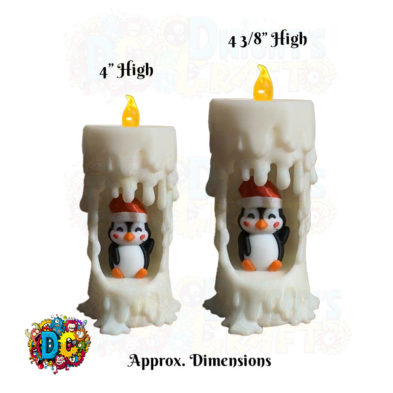 Penguin Christmas Candle Home – Warm LED Winter Scene for Holiday Decor