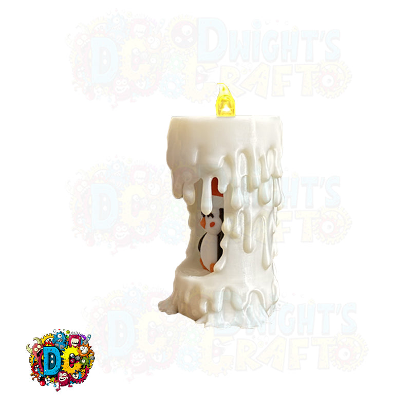 Penguin Christmas Candle Home – Warm LED Winter Scene for Holiday Decor