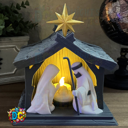 3D Printed Nativity Scene – Bethlehem Stable with LED Candle