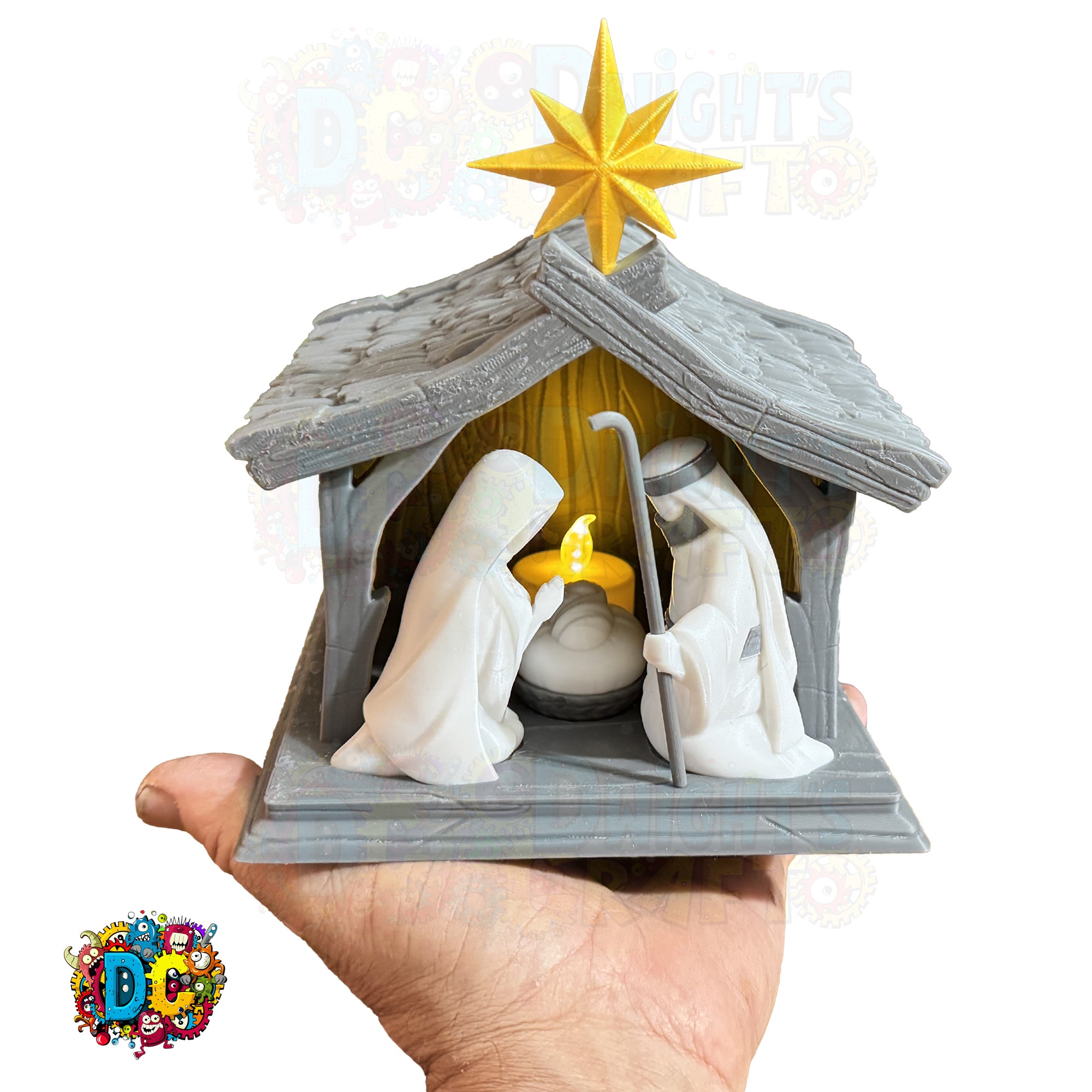 Bethlehem Night Nativity – 3D Printed Stable with Gentle LED Candle Glow