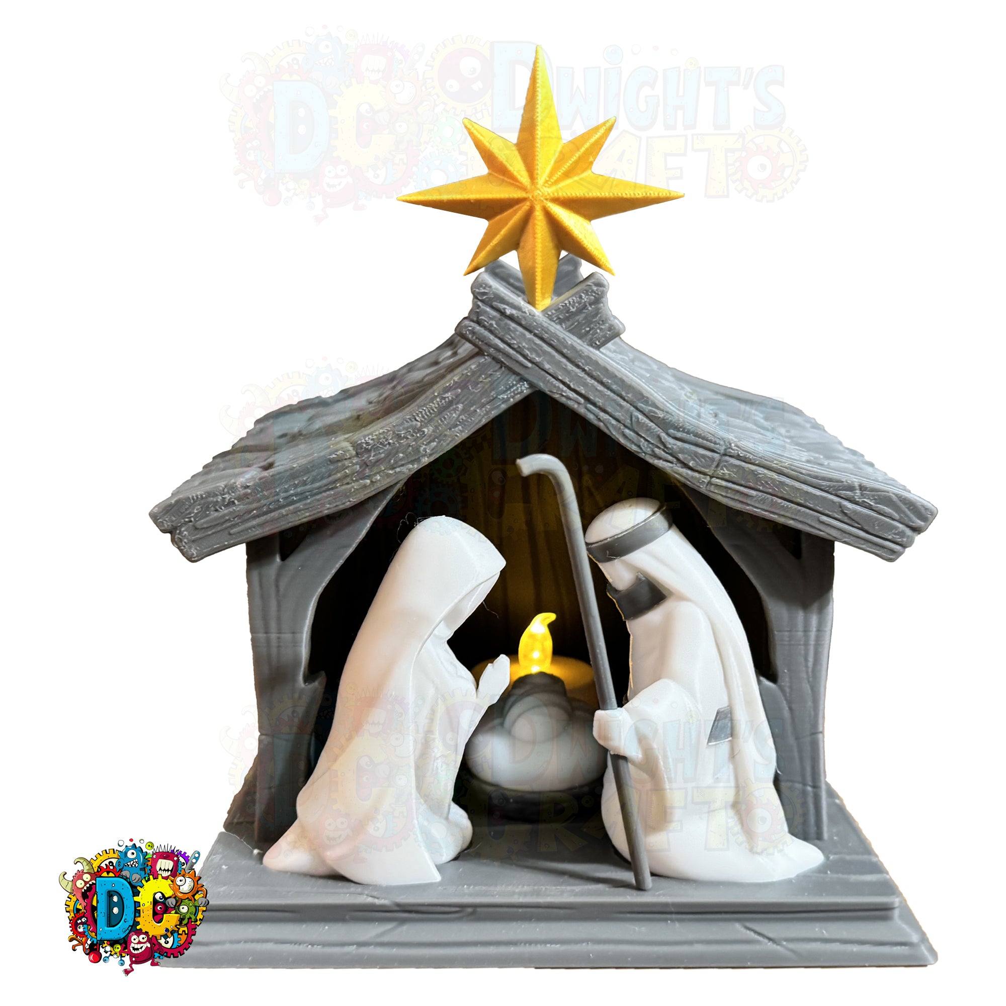 Bethlehem Night Nativity – 3D Printed Stable with Gentle LED Candle Glow