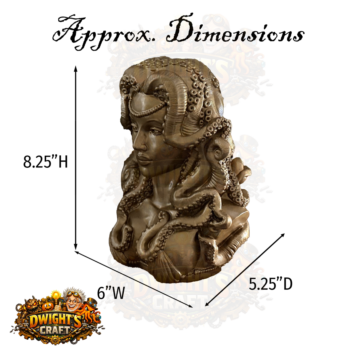  bronze-finished fantasy bust sculpture of a female