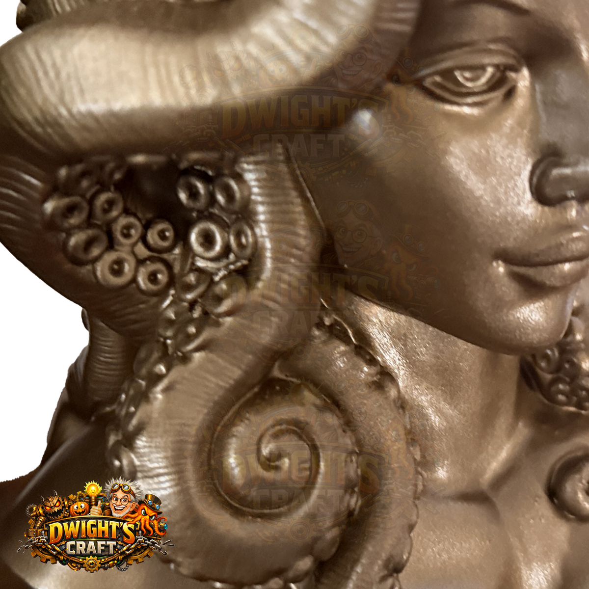  bronze-finished fantasy bust sculpture of a female