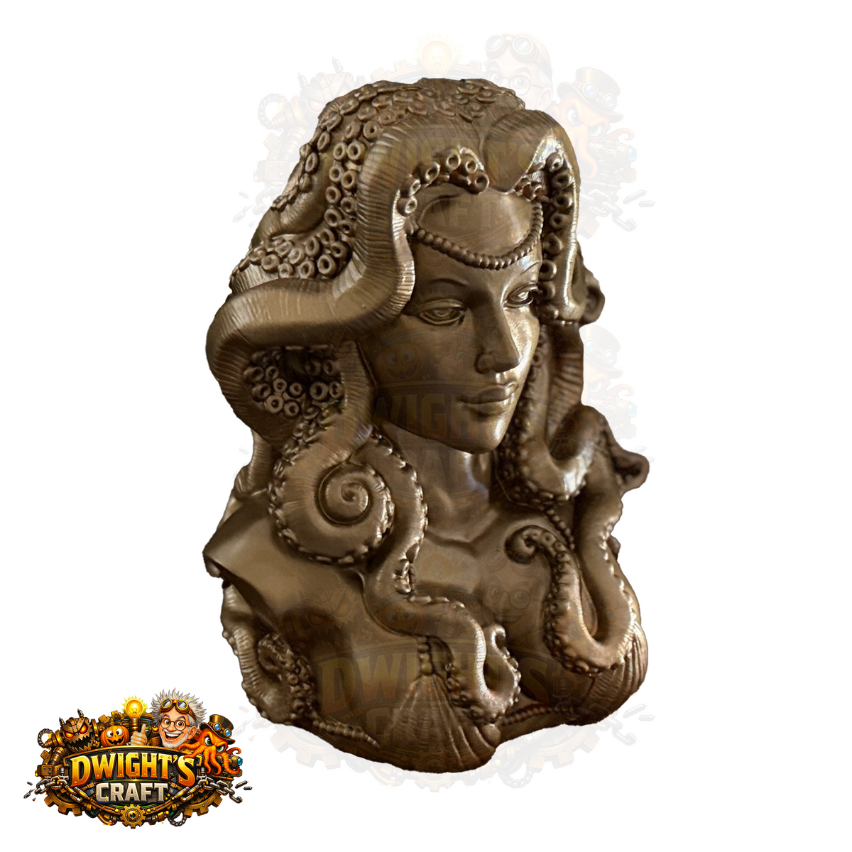 bronze-finished fantasy bust sculpture of a female