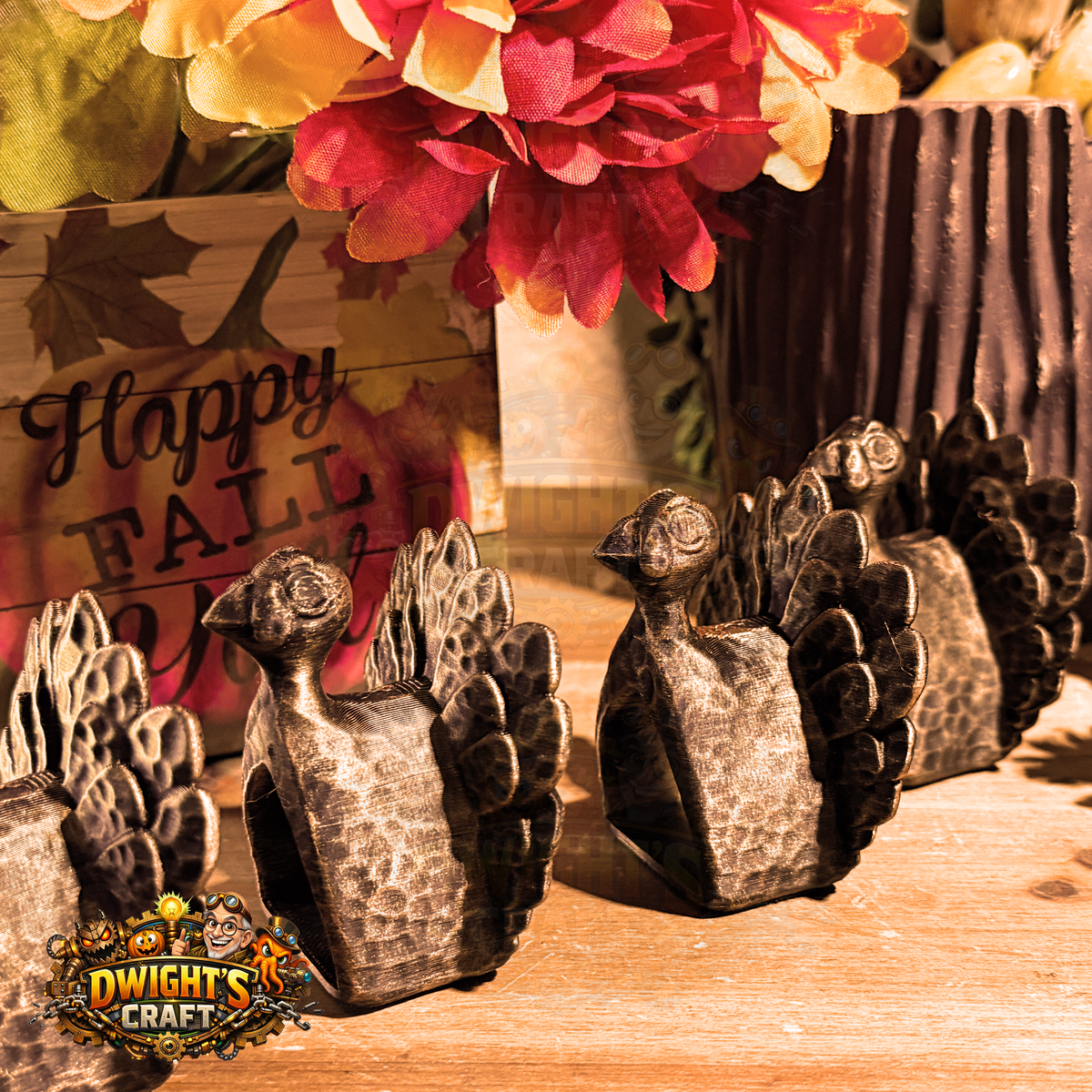 Faux Bronze Turkey Napkin Holder | 3D Printed Thanksgiving Table Decor