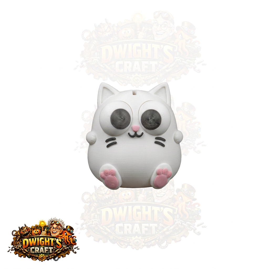 White cat bank with white inner ears